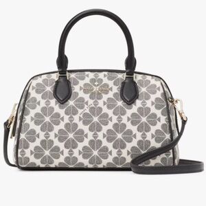 NWT KATE SPADE Black & White Floral Print Duffle Mini Bag
